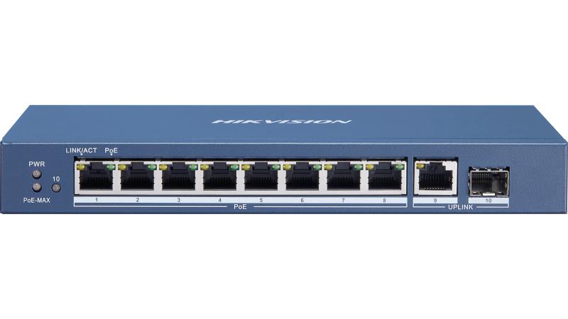 Hikvision Switch PoE não gerenciável de 8 portas Gigabit: DS-3E0510P-E/M