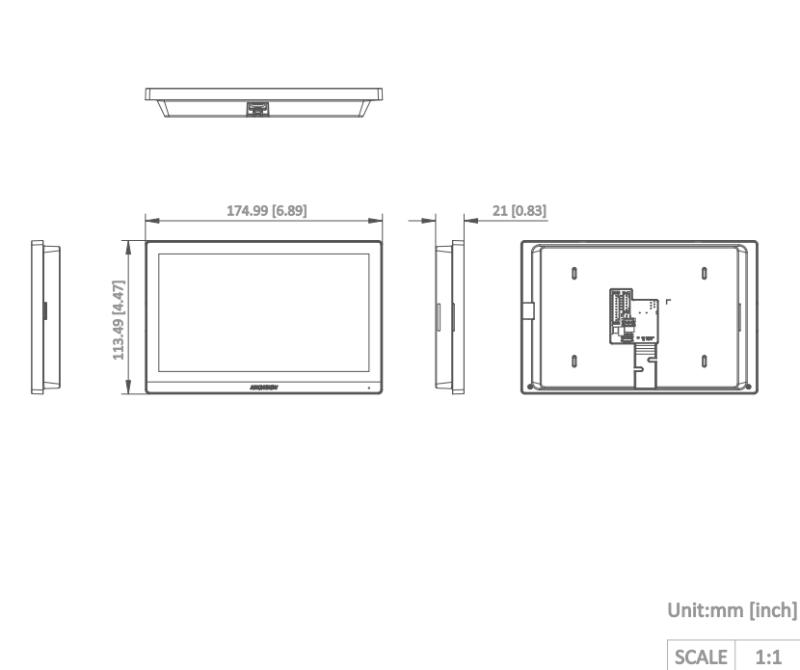 Hikvision DS-KH6350-WTE1 IP Indoor Station 產品尺寸圖